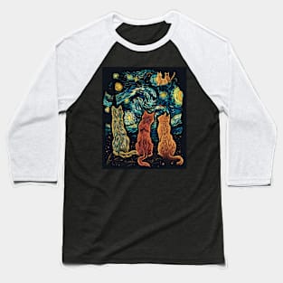 Cat Starry Night Constellation Connections Baseball T-Shirt